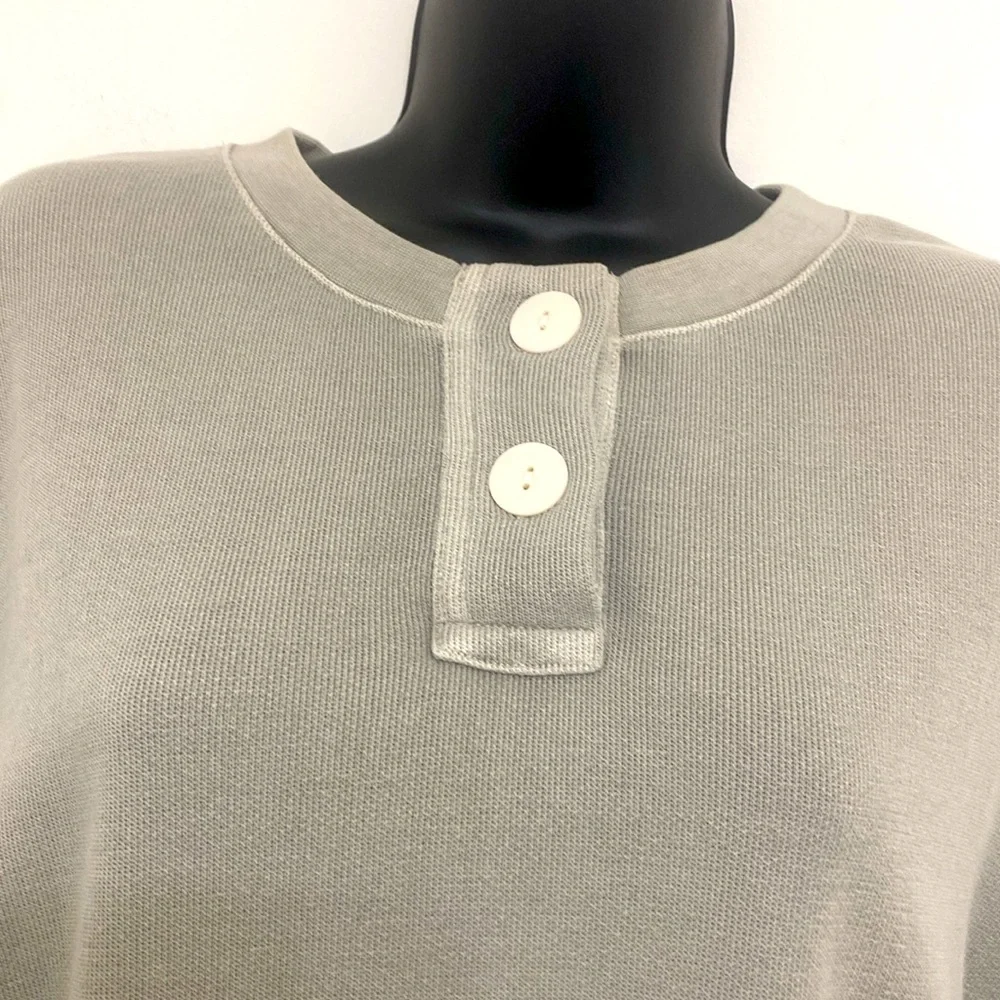 Rails Erin Cropped Ribbed Henley Sweatshirt Small - Picture 3 of 5